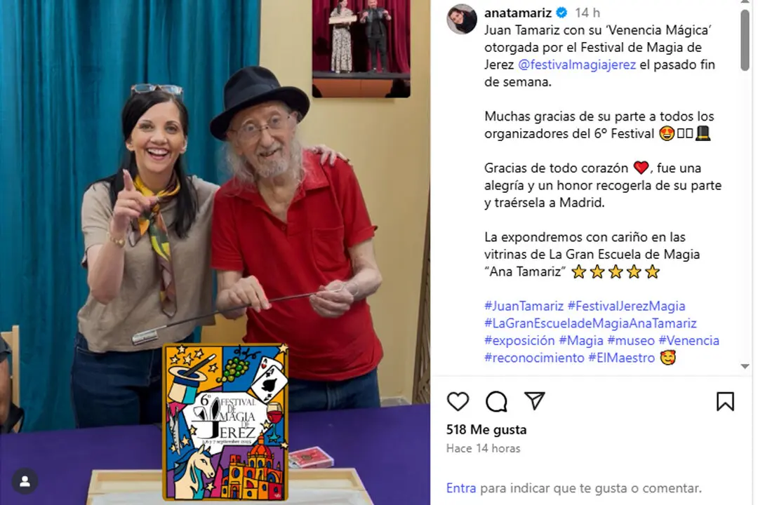  La publicaci&oacute;n de Juan Tamariz. | Instagram 
