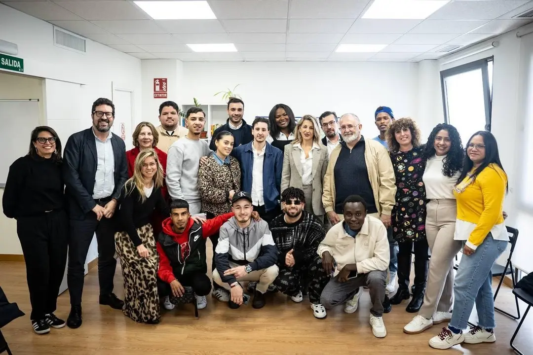  La ministra Yolanda D&iacute;az durante su visita a Jerez este jueves en una de las sedes de CEAin. | Cedida 