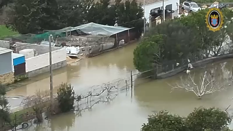 Im&aacute;genes de dron de la crecida del r&iacute;o en Jerez