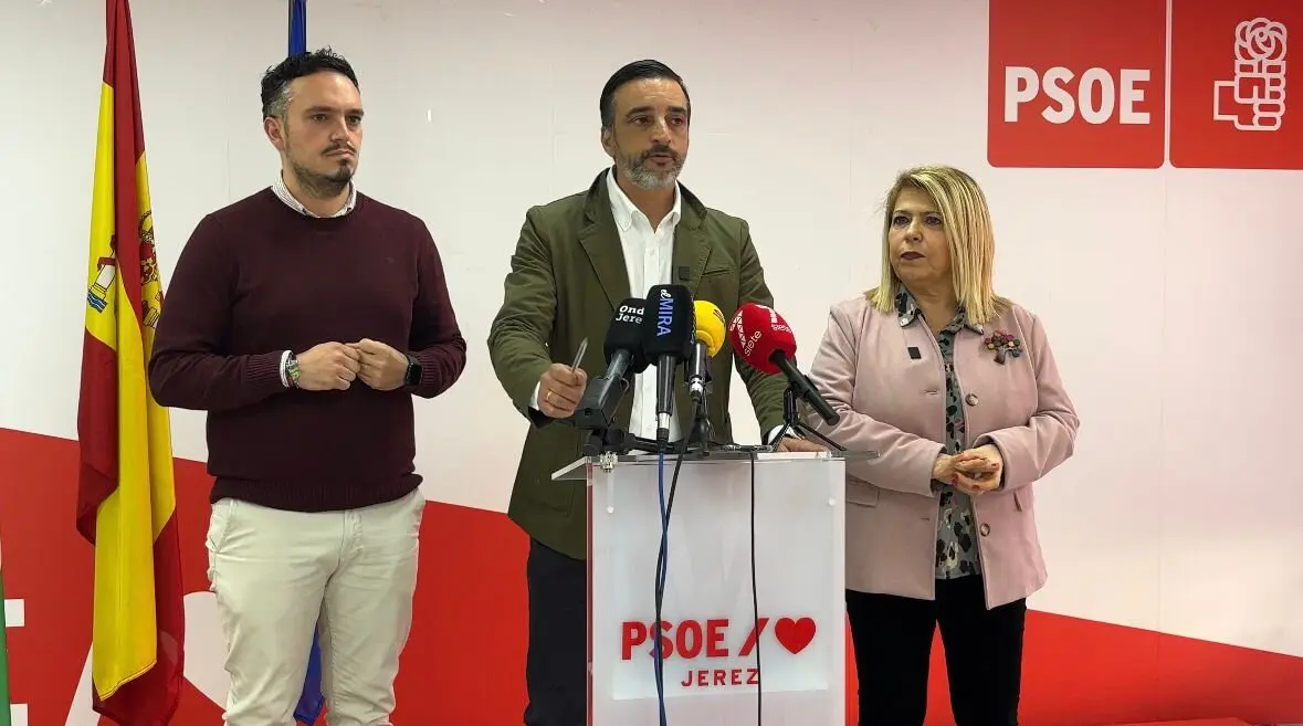  Jes&uacute;s Alba, Jos&eacute; Antonio D&iacute;az y Mamen S&aacute;nchez, en rueda de prensa. |  PSOE 