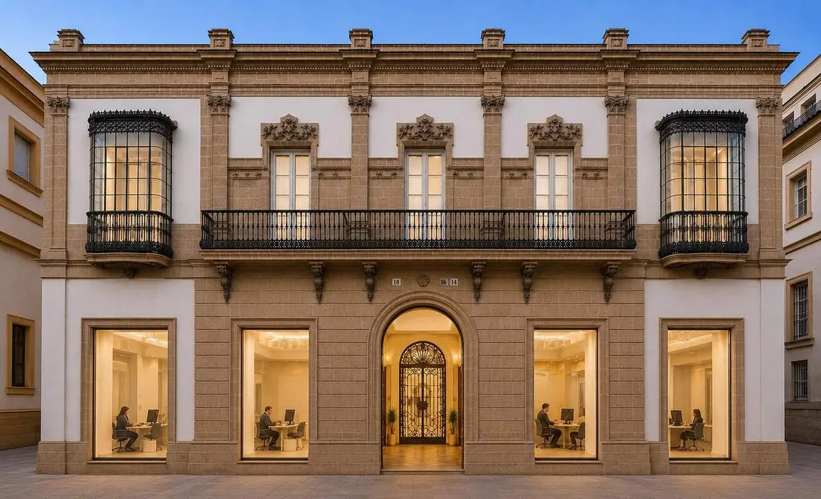  Recreaci&oacute;n virtual de la fachada del edificio de Medina 14, una vez restaurada. | Viva Jerez. 