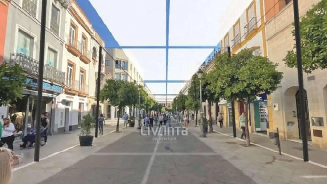  Recreaci&oacute;n virtual del entoldado propuesto para la calle Larga. | Viva Jerez. 