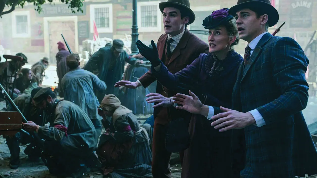  D&oacute;nal Finn, Natascha McElhone y Hero Fiennes-Tiffin, en una de las secuencias ambientadas en Par&iacute;s. | prime 