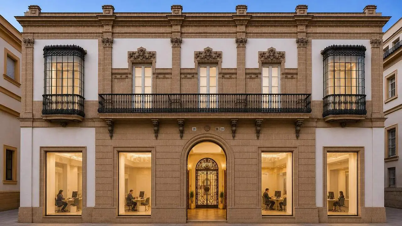  Recreaci&oacute;n virtual de la fachada del edificio de Medina 14, una vez restaurada. | Viva Jerez. 